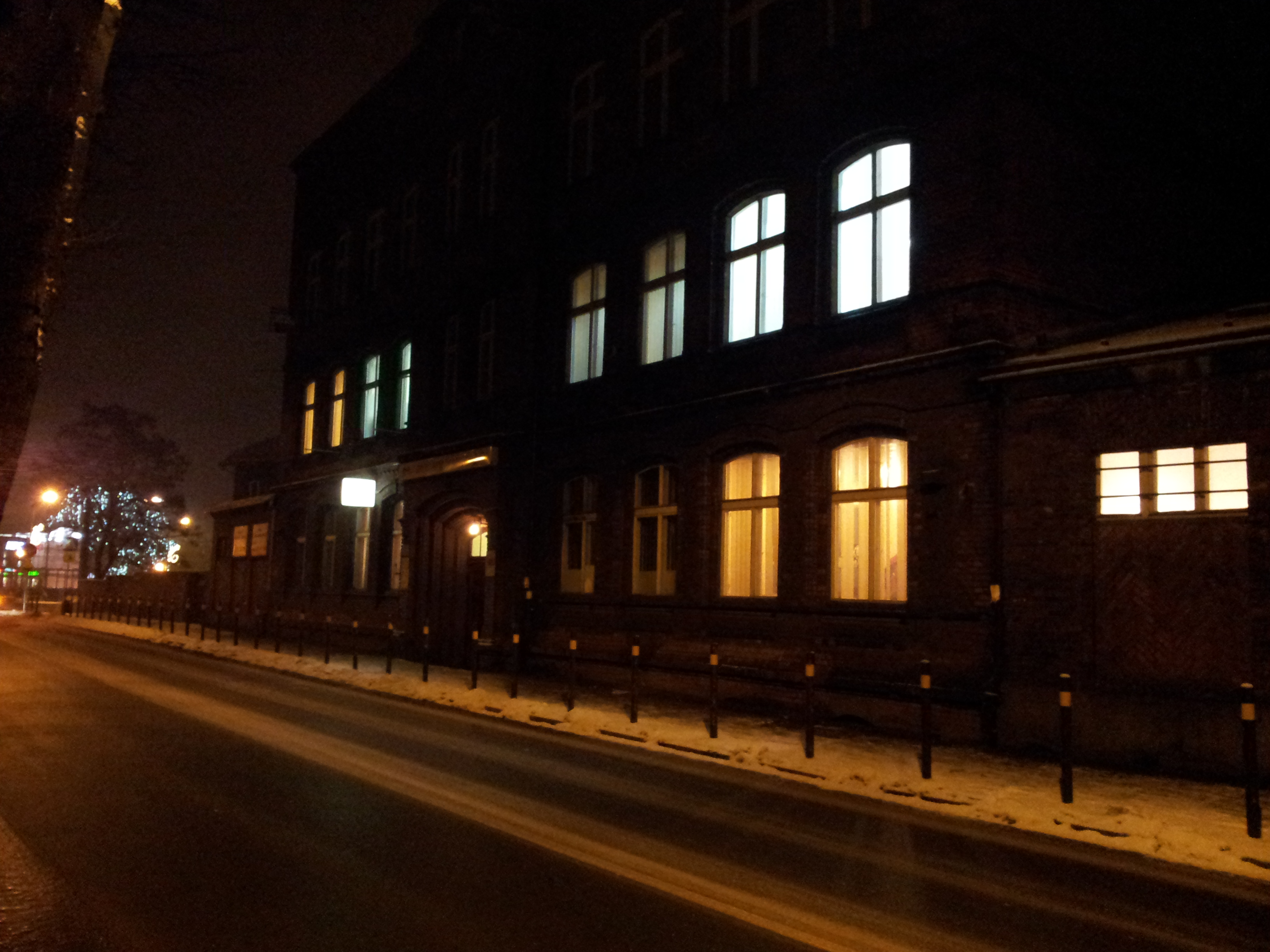 Night view walking in Zabrze town center