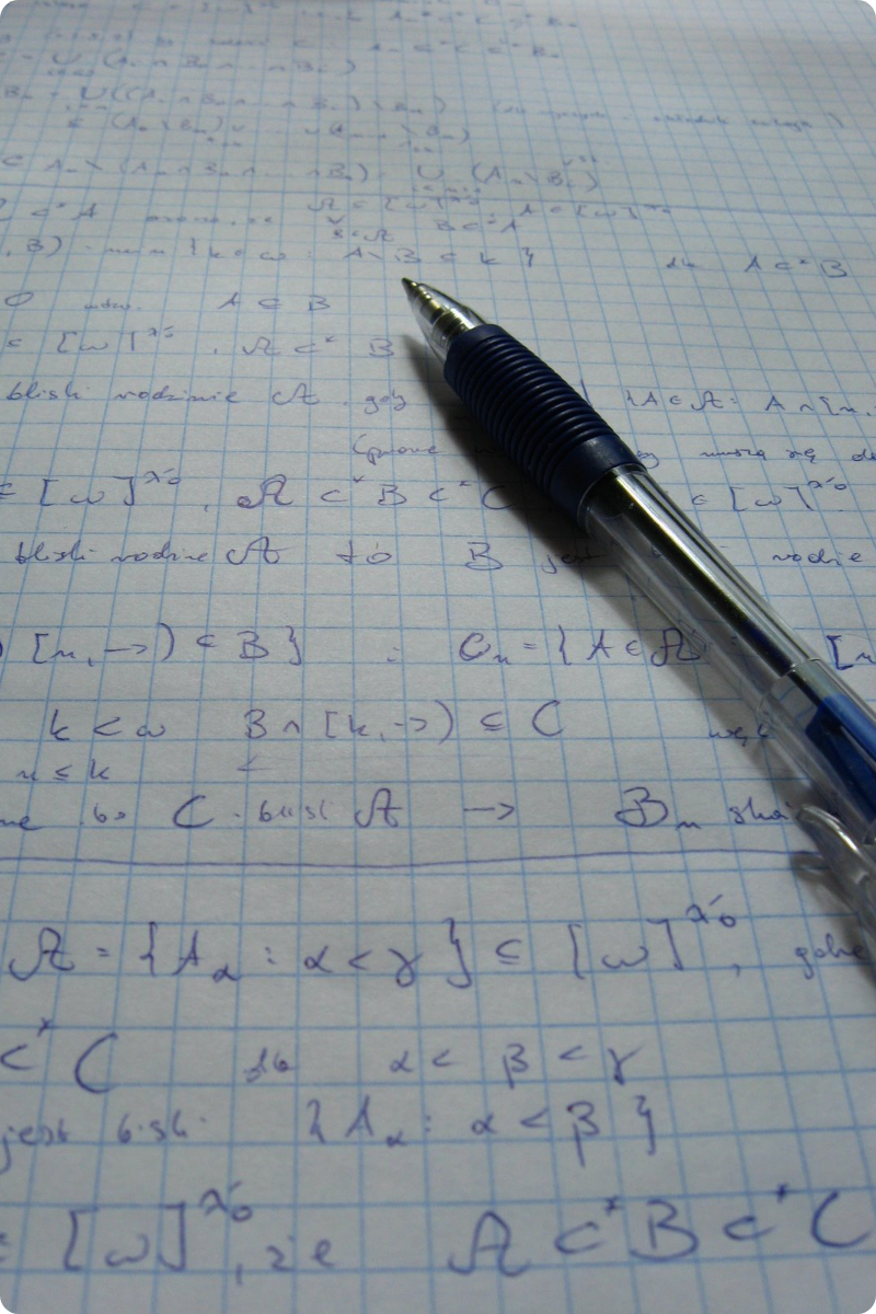 Handwritten set theory notes and marginalia