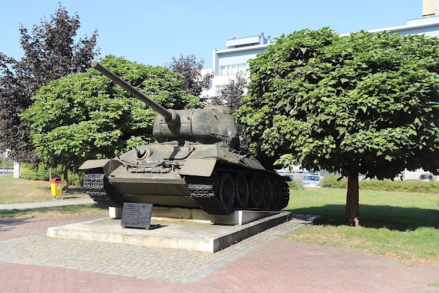Soviet T-34 tank monument next to Gliwice District Court